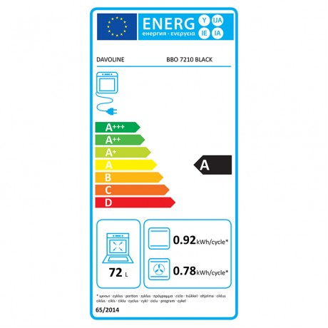 Davoline BBO 7210 Black Εντοιχιζόμενος Φούρνος 72lt 801012009