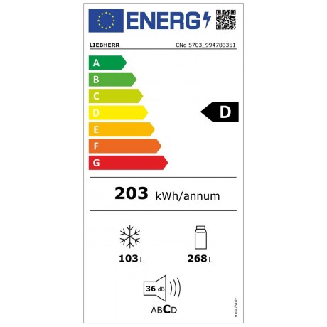 Liebherr CNd 5703 Pure Ψυγειοκαταψύκτης 371lt Total NoFrost Υ201.5xΠ59.7xΒ67.5εκ. Λευκός 