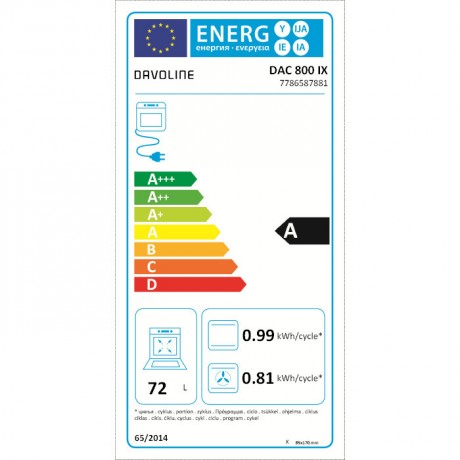 Davoline DAC 800 IX Κουζίνα 72lt με Κεραμικές Εστίες Π60εκ. Inox