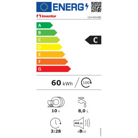 Inventor CLP-45108I Ελεύθερο Πλυντήριο Πιάτων για 10 Σερβίτσια Π45εκ. Inox  