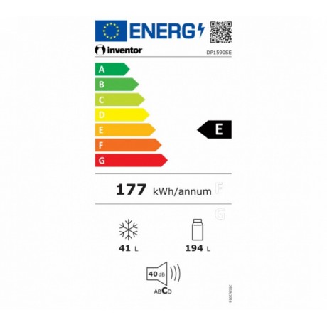 Inventor DP1590SE Ψυγείο Δίπορτο 235lt Υ159xΠ55xΒ55εκ. Inox 