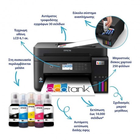 Epson EcoTank L6270 Έγχρωμο Πολυμηχάνημα Inkjet με WiFi και Mobile Print
