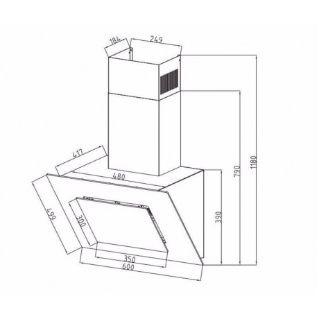 Davoline Feel Glass Απορροφητήρας Καμινάδα 60cm Μαύρος 801012114