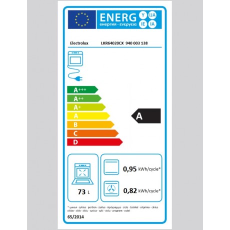Electrolux LKR64020CX Κουζίνα AirFry 73lt με Κεραμικές Εστίες Π59.6εκ. Inox