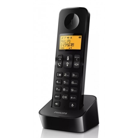Philips D2601B Ασύρματο Τηλέφωνο με Ελληνικό Μενού Μαύρο