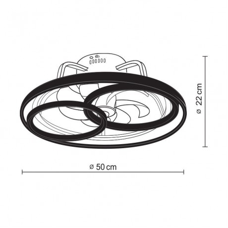 Primo PRCF-80676 Ανεμιστήρας Οροφής 50cm 15W με Φως & Τηλεχειριστήριο Μαύρος Λευκός