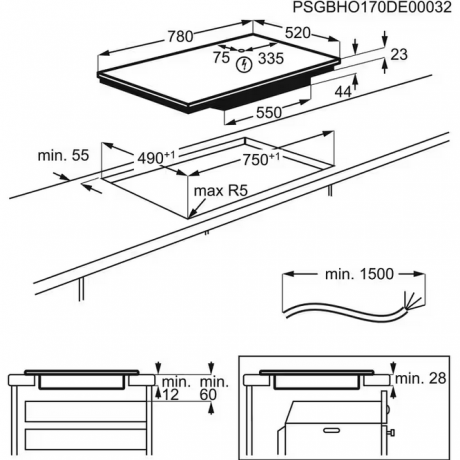 AEG IAE84851FB 7000 SenseFry Επαγωγική Εστία 80 cm
