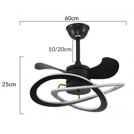 Powertech HLL-0176 Ανεμιστήρας Οροφής 60cm 96W με Φως & Τηλεχειριστήριο Μαύρος