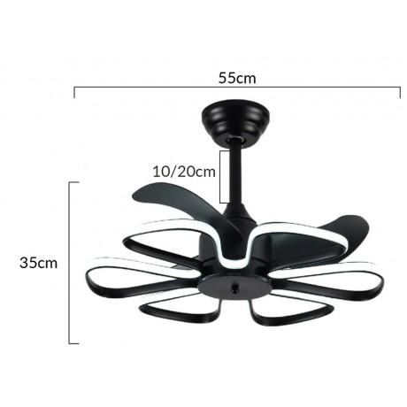 Powertech HLL-0174 Ανεμιστήρας Οροφής 55cm 96W με Φως & Τηλεχειριστήριο Μαύρος