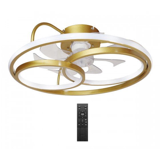 Powertech HLL-0178 Ανεμιστήρας Οροφής 50cm 50W με Φως & Τηλεχειριστήριο Λευκός Χρυσός