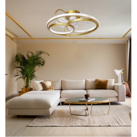 Powertech HLL-0178 Ανεμιστήρας Οροφής 50cm 50W με Φως & Τηλεχειριστήριο Λευκός Χρυσός
