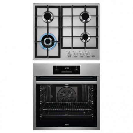 AEG BES331010M + HKB64420NB Σετ Εντοιχισμού με Εστίες Υγραερίου Inox