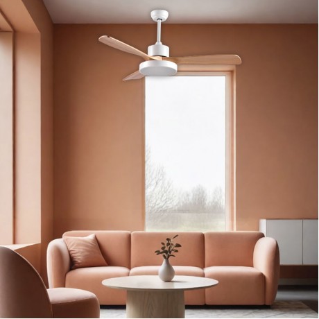 Primo PRCF-80616 Ανεμιστήρας Οροφής 130cm 35W με Φως & Τηλεχειριστήριο Λευκός Καφέ