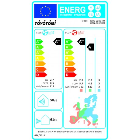 Toyotomi Erai CTN/CTG-228BRM Κλιματιστικό Inverter 9000 BTU A+++/A++ με Τεχνητή Νοημοσύνη Midnight Blue