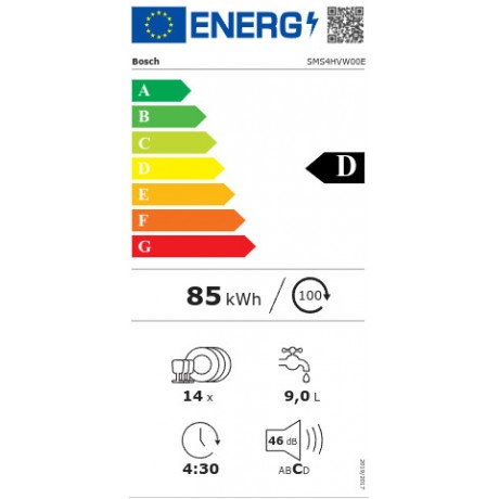 Bosch SMS4HVW00E Ελεύθερο Πλυντήριο Πιάτων με Wi-Fi για 14 Σερβίτσια Π60xY85εκ. Λευκό
