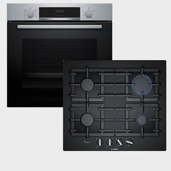 Bosch HBA534ES3 + PPP6A6B90 Σετ Εντοιχισμού με Εστίες Υγραερίου 