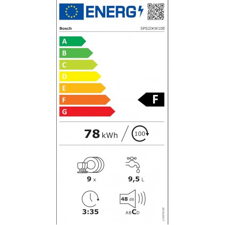 Bosch SPS2IKW10E Ελεύθερο Πλυντήριο Πιάτων για 9 Σερβίτσια με WiFi 45εκ.Λευκό