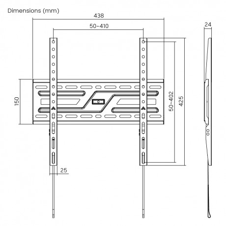 Powertech PT-1373 Βάση Τηλεόρασης Τοίχου έως 32-75"