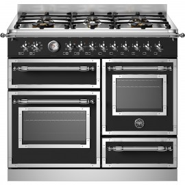 Bertazzoni HER10 6L 3E NE T Κουζίνα με 6 Εστίες Αερίου και 3 Φούρνους Ηλεκτρικούς 100εκ Μαύρο