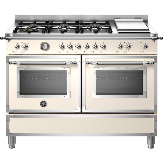 Bertazzoni HER126G2EAVT 6 Εστίες Αερίου + Teppanyaki - 2 Φούρνοι Ηλεκτρικοί 120cm Μπεζ