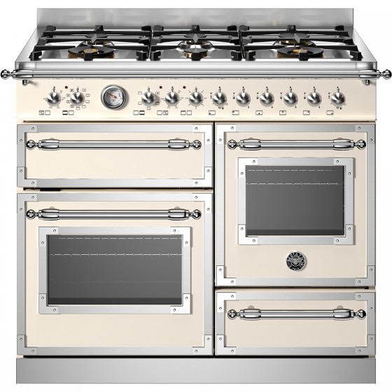 Bertazzoni HER106L3EAVT Κουζίνα με 6 Εστίες Αερίου & 3 Φούρνους Ηλεκτρικούς 100εκ Μπεζ