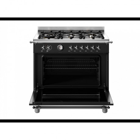Bertazzoni HER96L1ENET Κουζίνα με 6 Εστίες Αερίου & Φούρνο Ηλεκτρικό 90cm Μαύρο