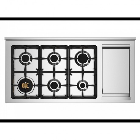Bertazzoni HER126G2EAVT 6 Εστίες Αερίου + Teppanyaki - 2 Φούρνοι Ηλεκτρικοί 120cm Μπεζ