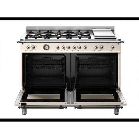 Bertazzoni HER126G2EAVT 6 Εστίες Αερίου + Teppanyaki - 2 Φούρνοι Ηλεκτρικοί 120cm Μπεζ