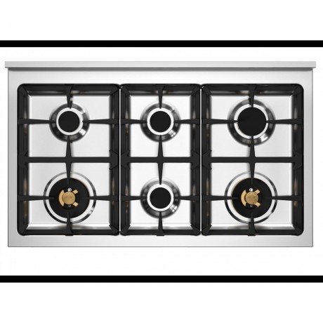 Bertazzoni HER106L3EAVT Κουζίνα με 6 Εστίες Αερίου & 3 Φούρνους Ηλεκτρικούς 100εκ Μπεζ