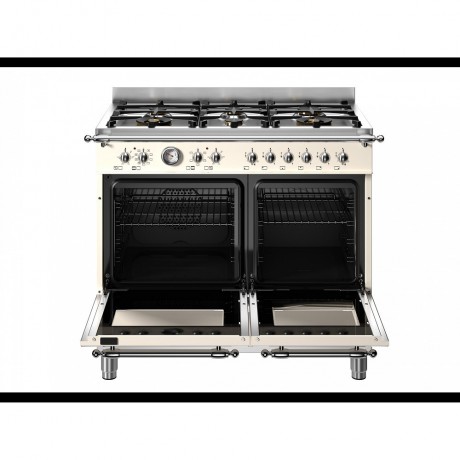 Bertazzoni HER106L2EAVT Κουζίνα με 6 Εστίες Αερίου & 2 Φούρνους Ηλεκτρικούς 100εκ Κρέμ