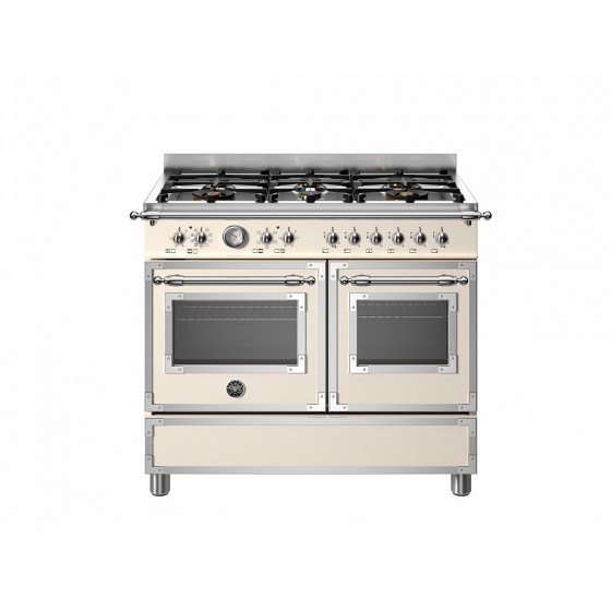 Bertazzoni HER106L2EAVT Κουζίνα με 6 Εστίες Αερίου & 2 Φούρνους Ηλεκτρικούς 100εκ Κρέμ