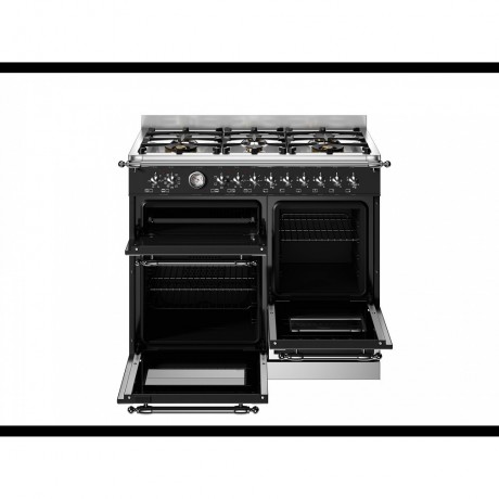 Bertazzoni HER10 6L 3E NE T Κουζίνα με 6 Εστίες Αερίου και 3 Φούρνους Ηλεκτρικούς 100εκ Μαύρο