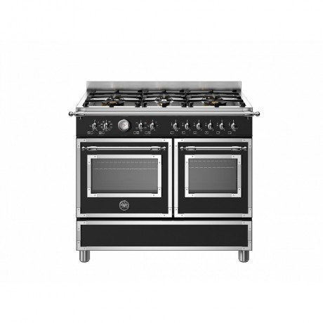 Bertazzoni HER106L2ENET Κουζίνα με 6 Εστίες Αερίου & 2 Φούρνους Ηλεκτρικούς 100εκ Μαύρο