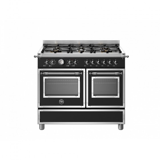 Bertazzoni HER106L2ENET Κουζίνα με 6 Εστίες Αερίου & 2 Φούρνους Ηλεκτρικούς 100εκ Μαύρο