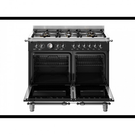 Bertazzoni HER106L2ENET Κουζίνα με 6 Εστίες Αερίου & 2 Φούρνους Ηλεκτρικούς 100εκ Μαύρο