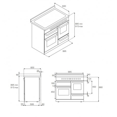 Bertazzoni PRO10 6L 3E NE T - 6 Εστίες Υγραερίου - 3 Φούρνοι Ηλεκτρικοί Π100εκ. Black 