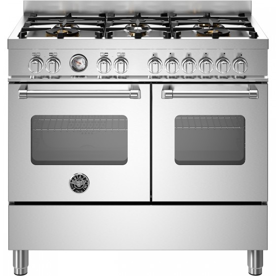 Bertazzoni MAS106L2EXT2 Κουζίνα με 6 Εστίες Αερίου & 2 Φούρνους Ηλεκτρικούς 100εκ. Inox