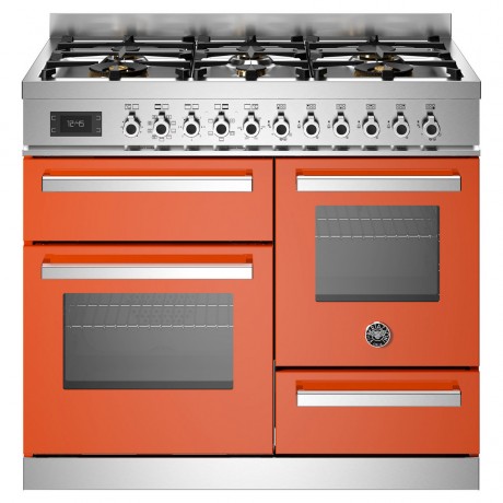 Bertazzoni PRO10 6L 3E AR T - 6 Εστίες Αερίου - 3 Φούρνοι Ηλεκτρικοί Π100εκ Πορτοκαλί