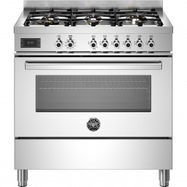 Bertazzoni PRO96L1EXT Κουζίνα με 6 Εστίες Αερίου & Φούρνο Ηλεκτρικό 90εκ. Inox