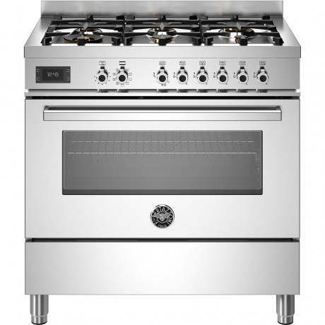 Bertazzoni PRO96L1EXT Κουζίνα με 6 Εστίες Αερίου & Φούρνο Ηλεκτρικό 90εκ. Inox