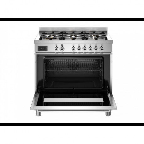 Bertazzoni PRO96L1EXT Κουζίνα με 6 Εστίες Αερίου & Φούρνο Ηλεκτρικό 90εκ. Inox