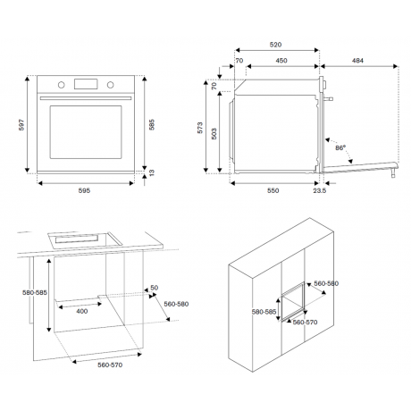 Bertazzoni FMOD6 11 7C T G3 ORO SPECCHIO  Εντοιχιζόμενος Φούρνος 76lt Ατμού με Πυρόλυση 60εκ. Α++ Χρυσός Καθρέφτης 