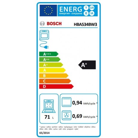 Bosch HBA534BW3 Εντοιχιζόμενος Φούρνος 71lt Π59.5εκ. Α+ Λευκός