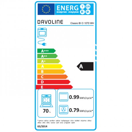 Davoline BIO 1070 WH Εντοιχιζόμενος Φούρνος 70lt Π59.5εκ. Λευκός