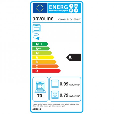 Davoline BIO 1070 IX Εντοιχιζόμενος Φούρνος 70lt Π59.5εκ. Inox 801228020