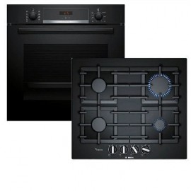 Bosch HBA534EB3 + PPP6A6B90 Σετ Εντοιχισμού με Εστίες Υγραερίου Μαύρο