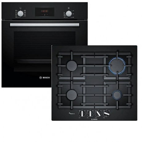 Bosch HBF134EB1 + PPP6A6B90 Σετ Εντοιχισμού με Εστίες Υγραερίου Μαύρο