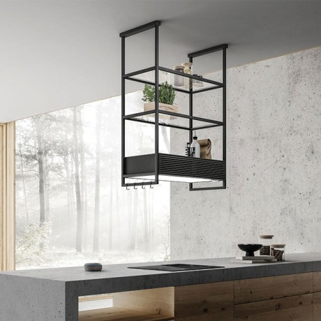 Elica Open Suite Superior BL/F/80 Απορροφητήρας Νησίδα-Οροφής 80cm 500m³/h Μαύρος PRF0165965A