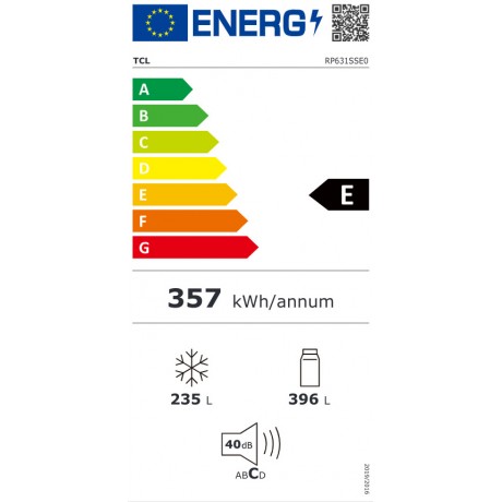 TCL RP631SSE0 Ψυγείο Ντουλάπα 631lt Total NoFrost Υ176.8xΠ92xΒ73.5εκ. Dark Silver