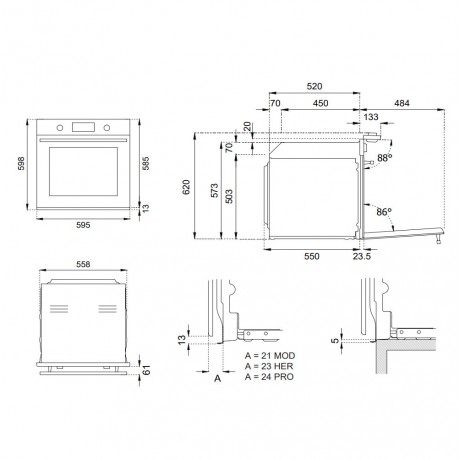 Bertazzoni F6011HERVPTAG Εντοιχιζόμενος Πυρολυτικός Φούρνος Ατμού 76lt Π59.5εκ. Α++ Μπεζ 